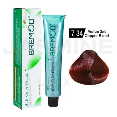 Bremod Hair Color Cream 7.34 Medium Gold Copper Blonde 